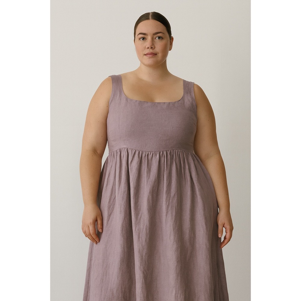 NWT MantaiKotai XXXL Dress Womens Sleeveless Square Neck‎ Midi Casual 100%Linen